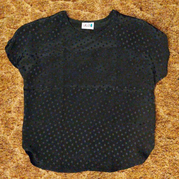 Cassino Black Polka Dot Cap Sleeve Blouse with shoulder pads - Picture 2 of 7